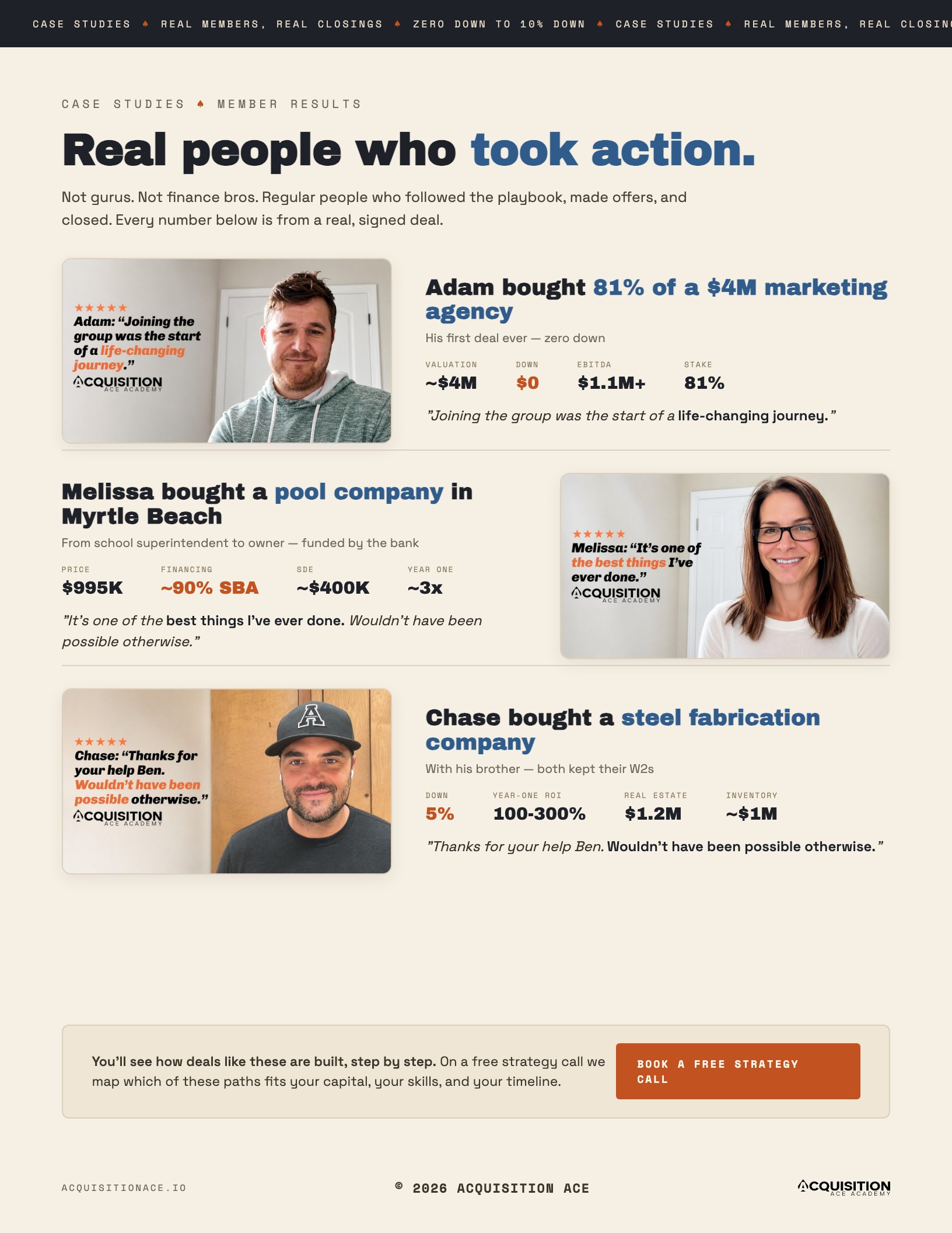 Acquisition Ace member case studies